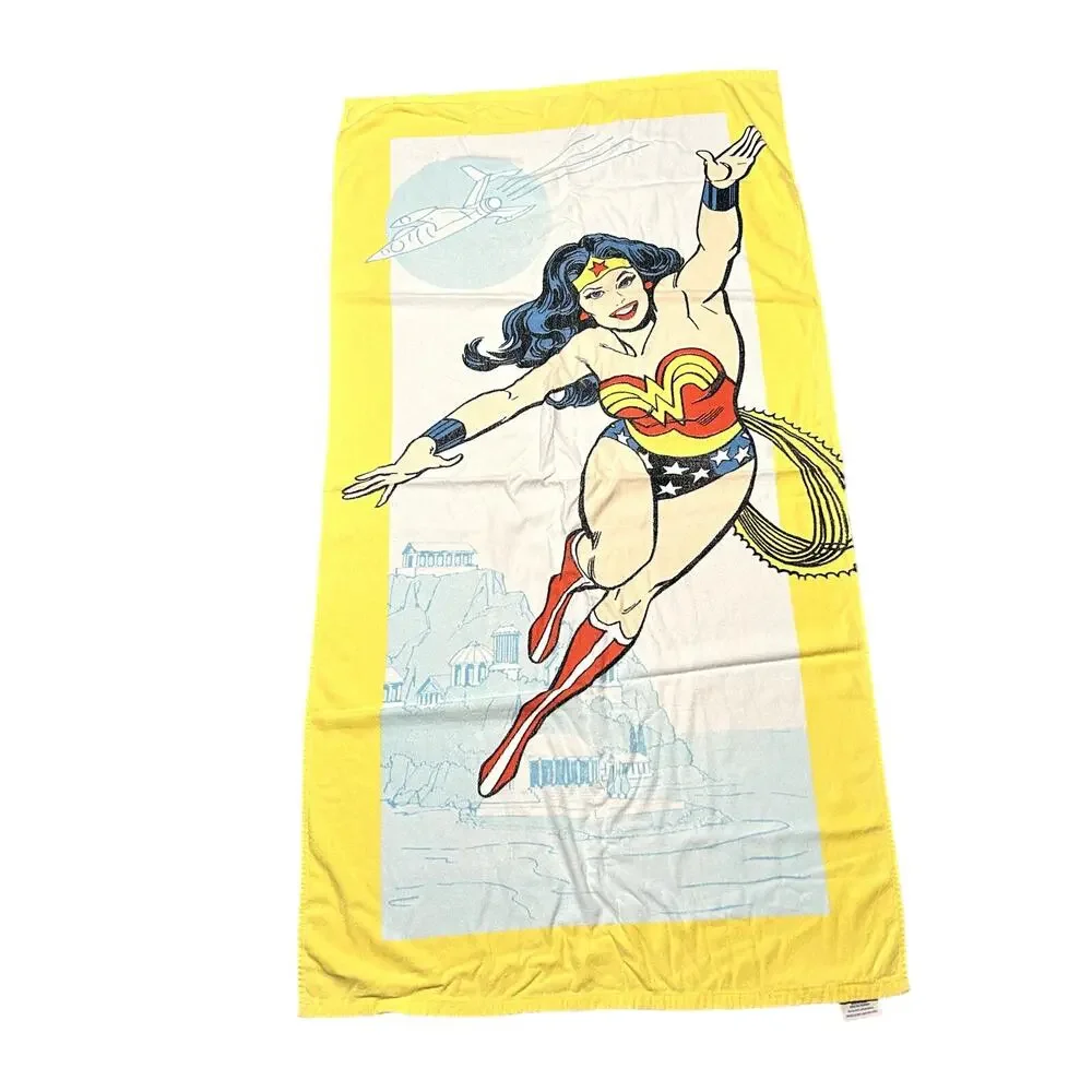Pottery Barn Kids Wonder Woman Beach Towel Yellow White Blue Red